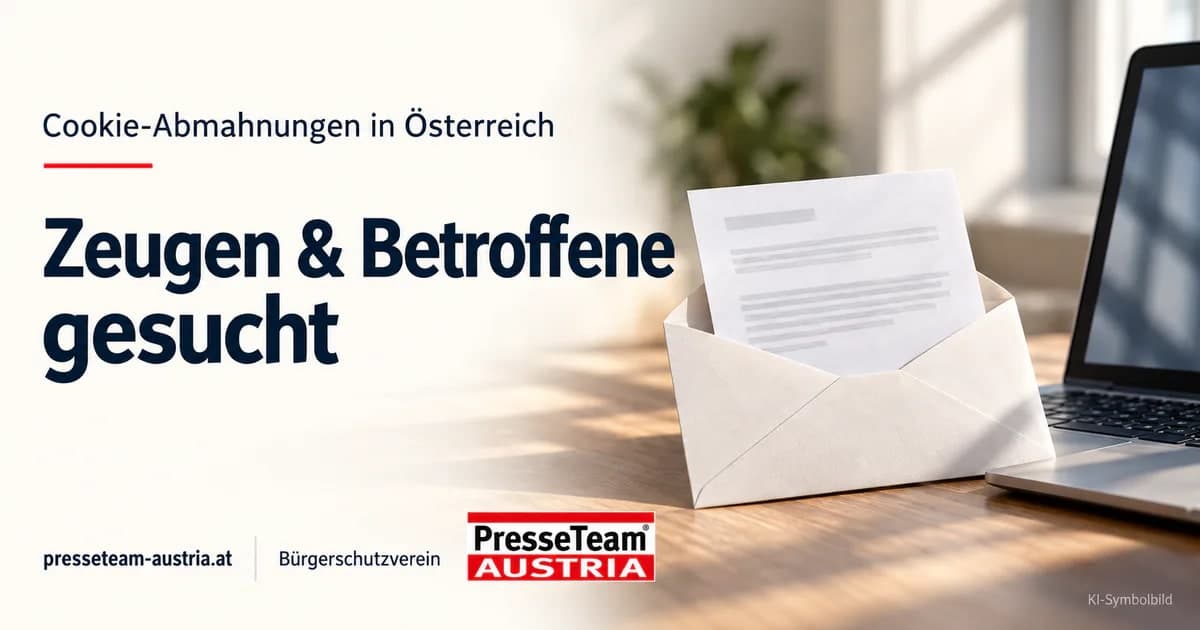 Cookie-Abmahnungen Österreich – Betroffene gesucht Cookie-Abmahnungen in Österreich: Zeugen und Betroffene gesucht – Brief als KI-Symbolbild