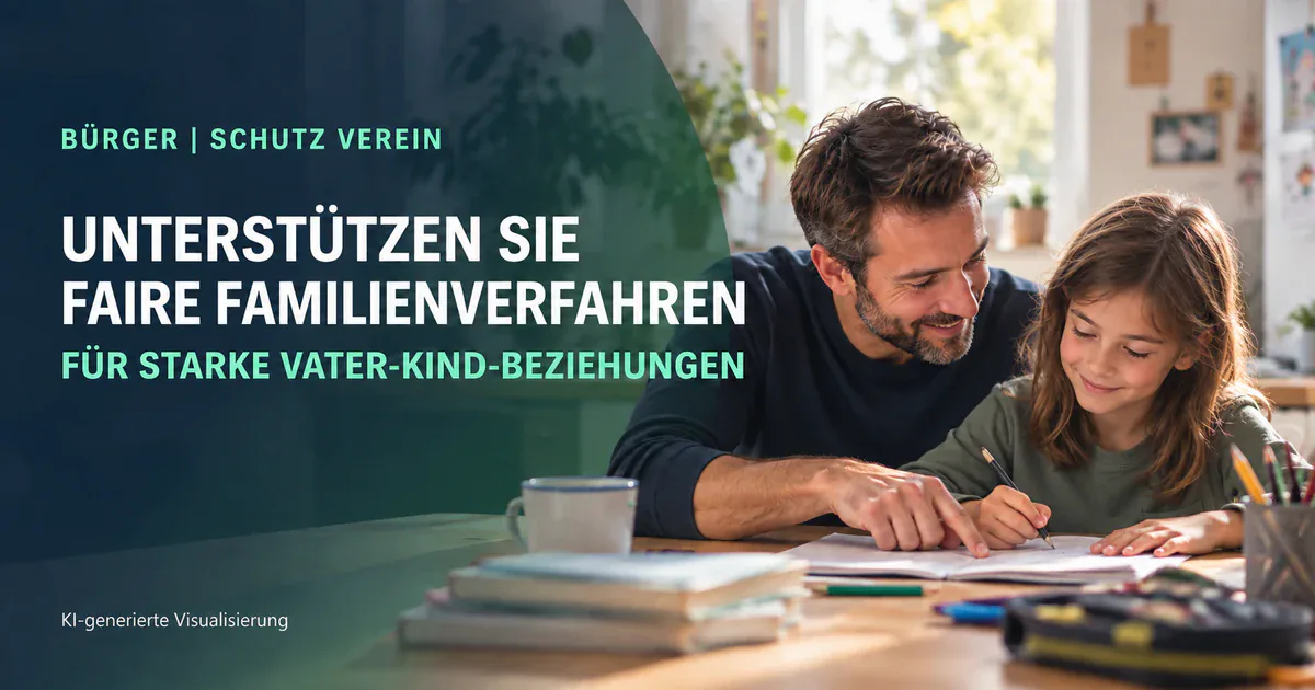 Vater und Kind zeichnen gemeinsam – KI-Visualisierung zum Scheidungsrecht für Männer